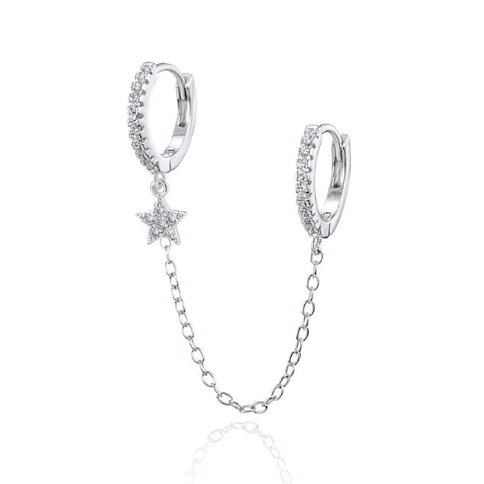1 Pair Simple Style Waves Flower Plating Inlay Sterling Silver Copper Zircon Drop Earrings