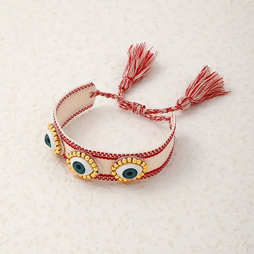 IG Style Vacation Roman Style Devil'S Eye Cloth Copper Braid Wristband