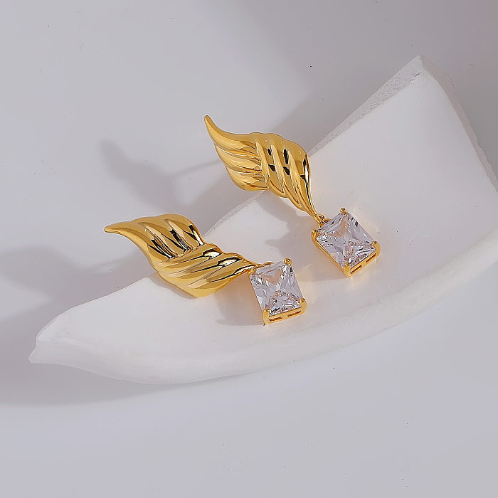 1 Pair Fashion Geometric Copper Plating Zircon Earrings
