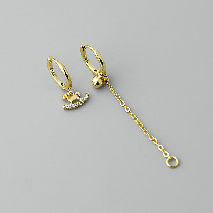 Boucles d'oreilles pendantes en placage de cuivre géométrique de style simple, 1 paire