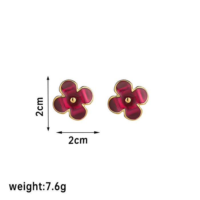 1 Pair Vintage Style Simple Style Roman Style Flower Plating Copper 18K Gold Plated Ear Studs