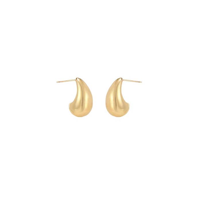 1 Pair Simple Style Water Droplets Polishing Plating Copper 18K Gold Plated Ear Studs