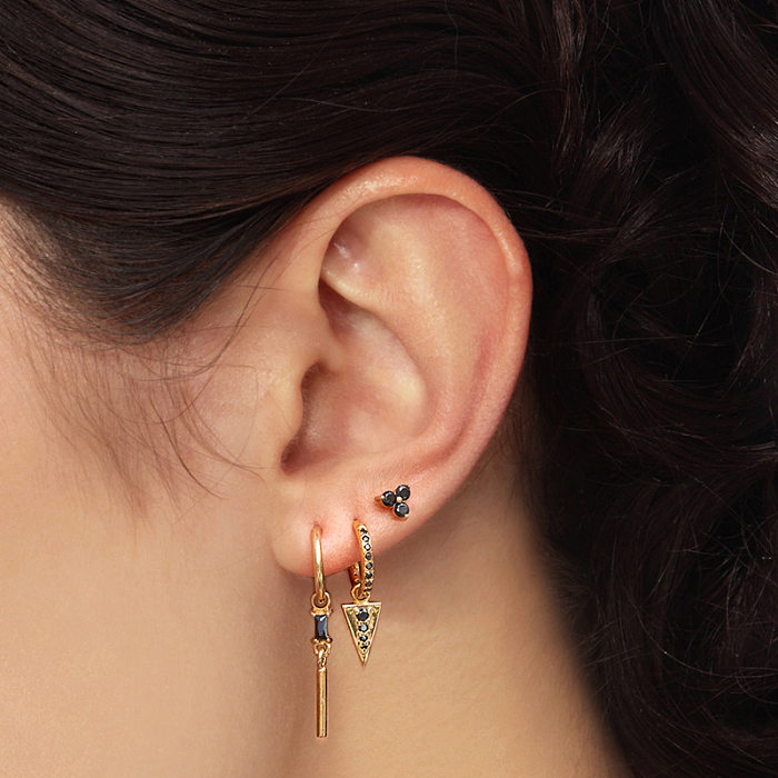 1 Set Fashion Square Copper Inlay Zircon Earrings
