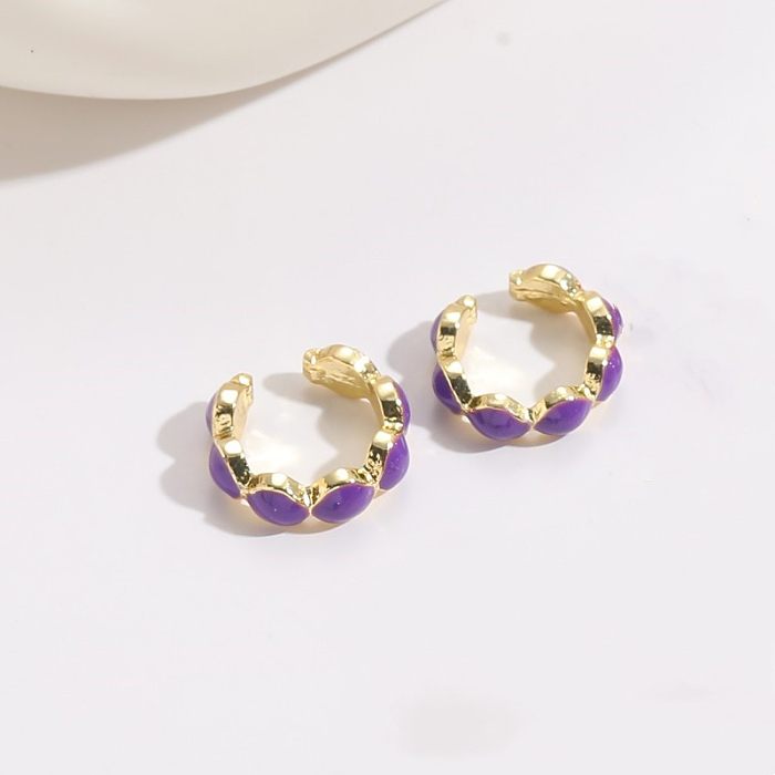 1 Pair Elegant Classic Style Round Asymmetrical Inlay Copper Zircon 14K Gold Plated Earrings
