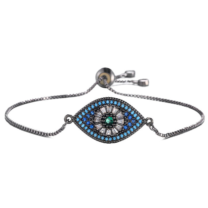 Retro Pull Adjustable Chain Color Zirconium Eye Bracelet