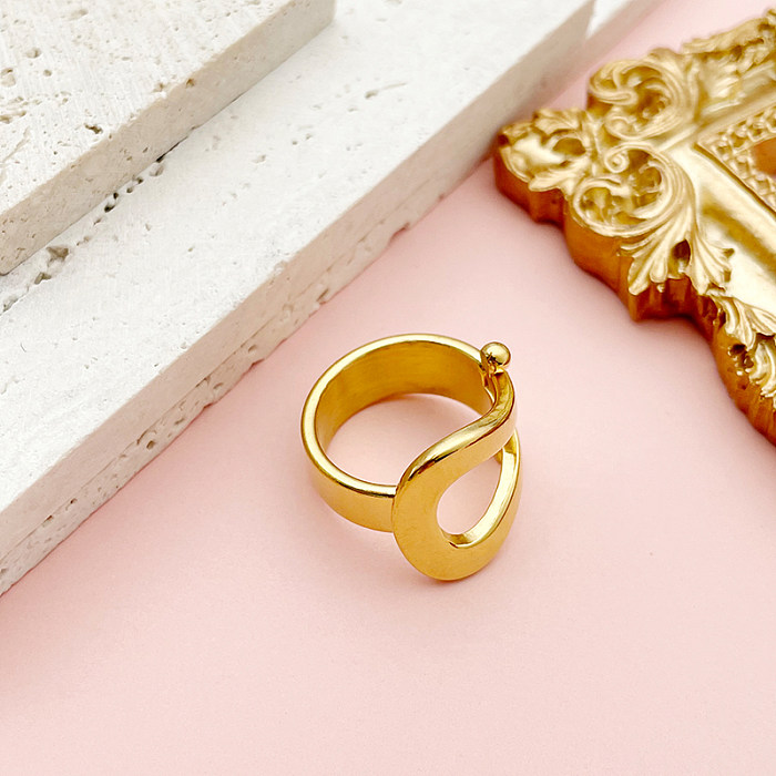 Anéis folheados a ouro de aço inoxidável artístico de cor sólida a granel