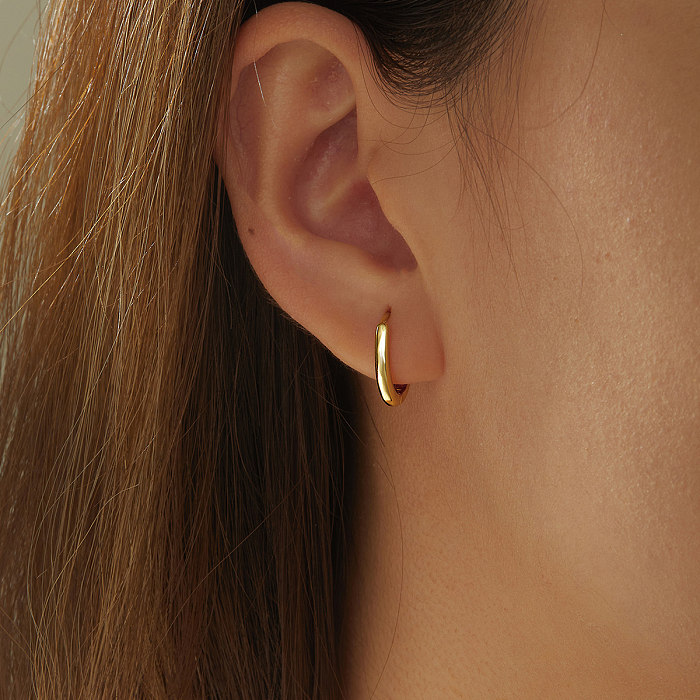 Fashion U Shape Copper Gold Plated Hoop Earrings 1 Pair
