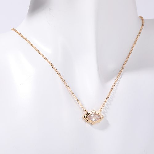 Casual Simple Style Commute Geometric Copper Plating Inlay Artificial Crystal 18K Gold Plated Pendant Necklace