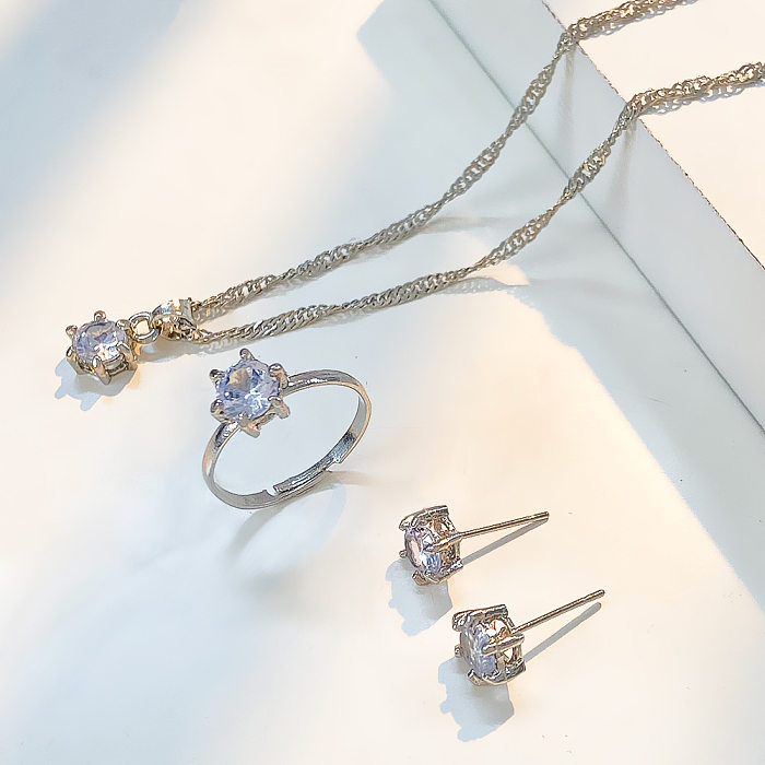 Elegante collar de pendientes con anillos chapados en oro de 14 quilates con incrustaciones de cobre geométrico Glam