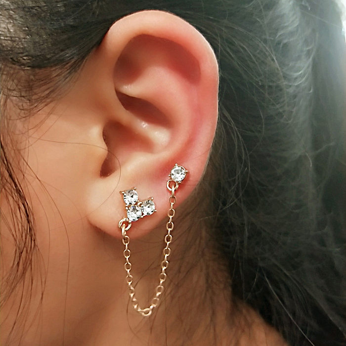 1 Set Mode Geometrische Verkupferung Künstliche Perlen Türkis Zirkon Ohrringe