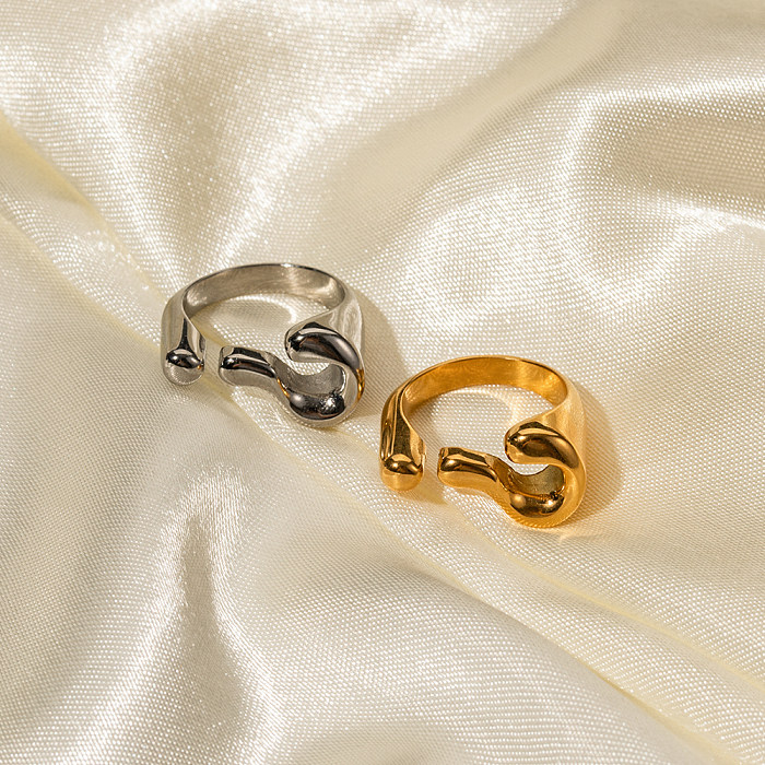 IG Style Streetwear Irregular Stainless Steel Irregular Plating 18K Gold Plated Open Rings