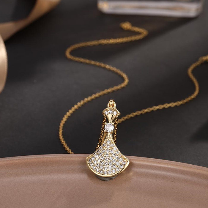 Collier avec pendentif en diamant et fleur en cuivre pour femme, 1 pièce