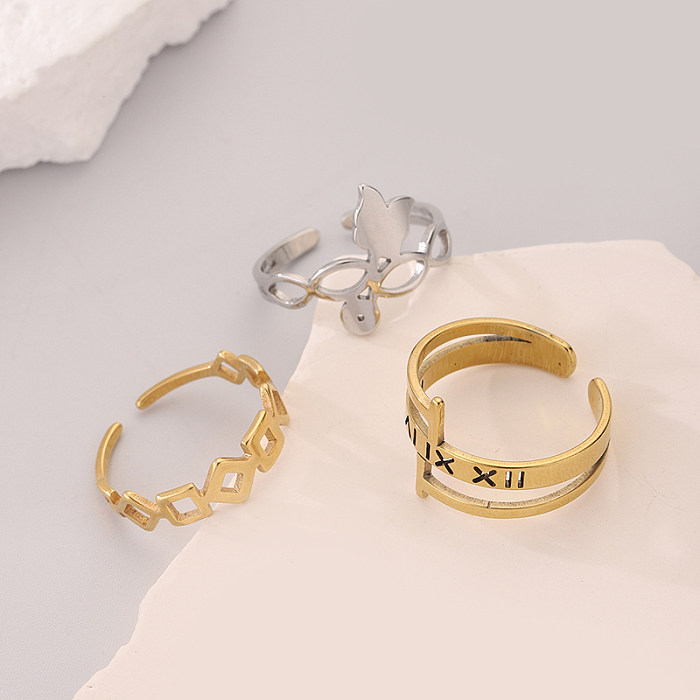 Fashion Letter Stainless Steel Hollow Out Rings
