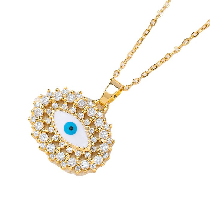1 Piece Fashion Devil'S Eye Copper Plating Zircon Necklace