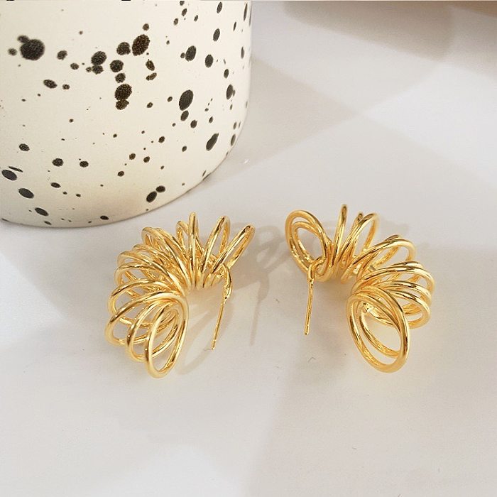 1 Pair Artistic Geometric Solid Color Plating Copper Ear Studs