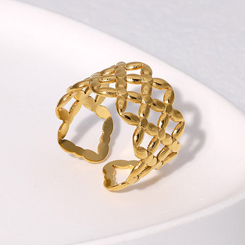Retro-geometrischer, ausgehöhlter offener Ring aus Edelstahl