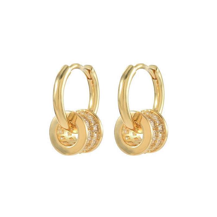 Fashion Geometric Copper Gold Plated Zircon Earrings 1 Pair
