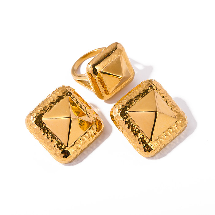 IG Style Solid Color Stainless Steel Plating 18K Gold Plated Rings Earrings