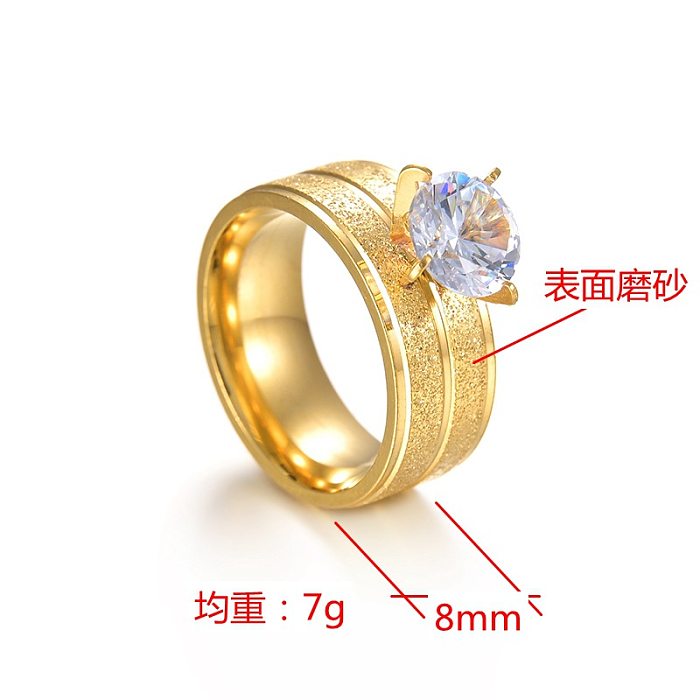 European And American Stainless Steel Four-claw Inlaid Zircon Ladies Ring Wholesale