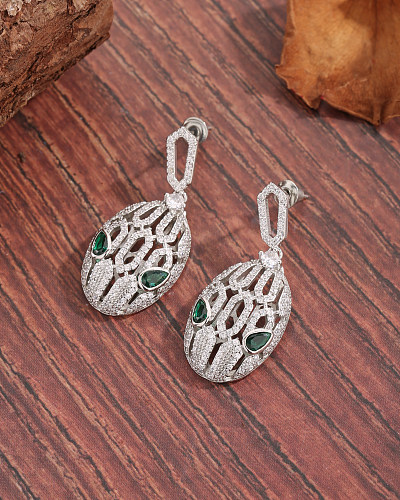 1 Piece 1 Pair Simple Style Streetwear Snake Plating Inlay Copper Zircon 18K Gold Plated White Gold Plated Drop Earrings