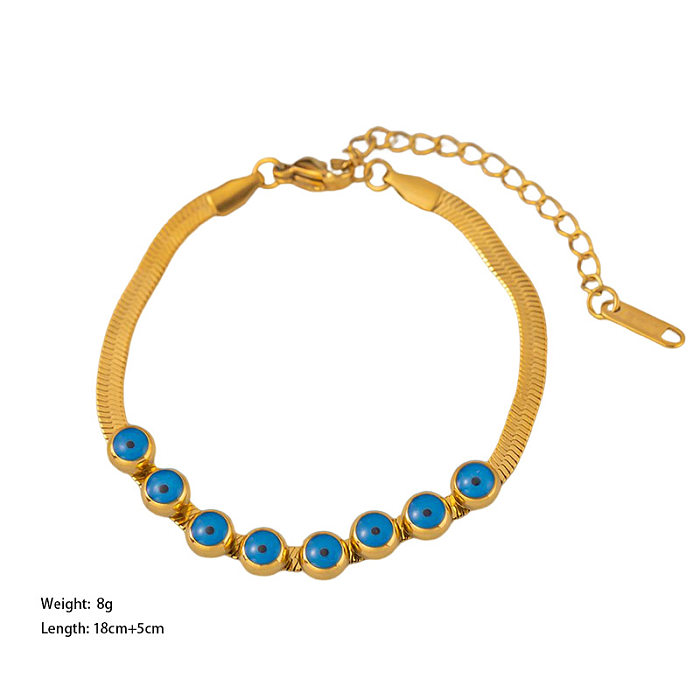 Damen-Armband-Halskette im klassischen Stil mit Auge, Titanstahl und Emaille-Beschichtung
