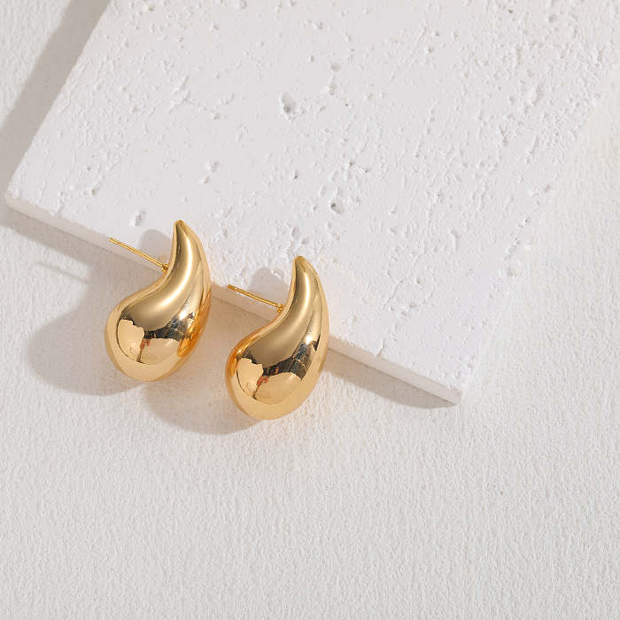 1 Piece Luxurious Classic Style Solid Color Plating Copper 14K Gold Plated Ear Studs