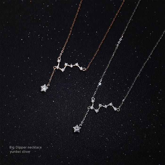 Colar de cobre constelação estilo simples moda estrela zircão colares de cobre