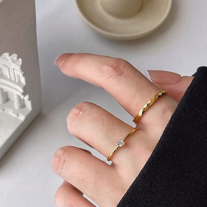 Simple Style Solid Color Titanium Steel 18K Gold Plated Rings In Bulk