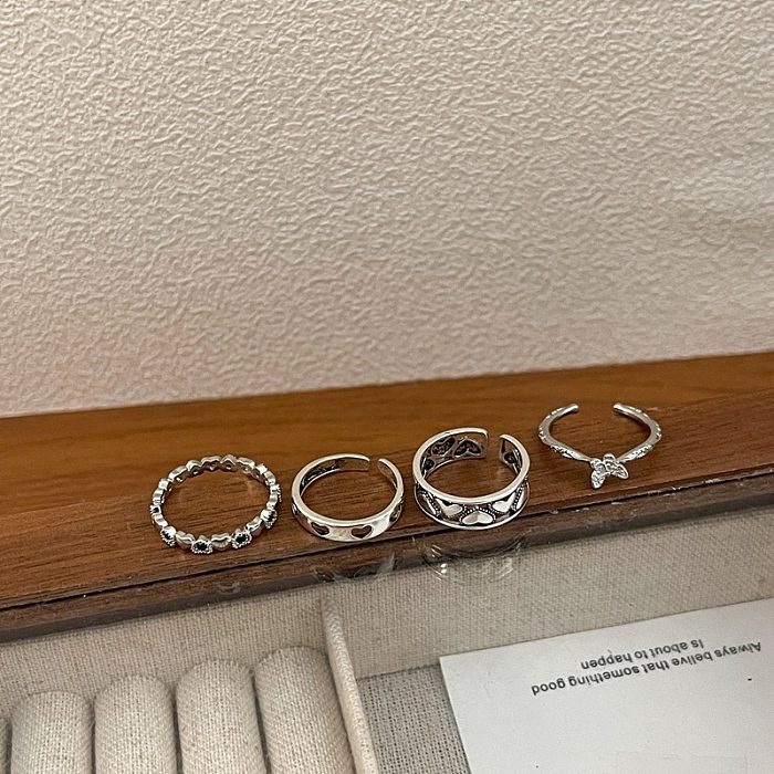 Anéis ocos de cobre em forma de coração estilo simples