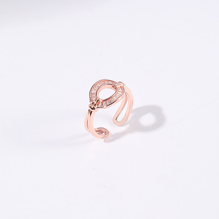Fashion Oval Copper Inlay Zircon Rings
