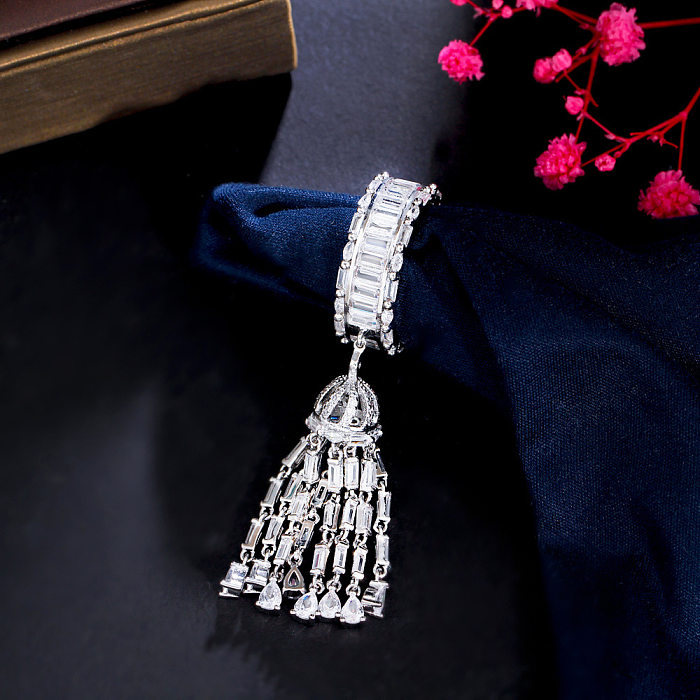 Glam Luxurious Classic Style Bell Wind Chimes Copper Plating Inlay Zircon White Gold Plated Rhodium Plated Charm Rings