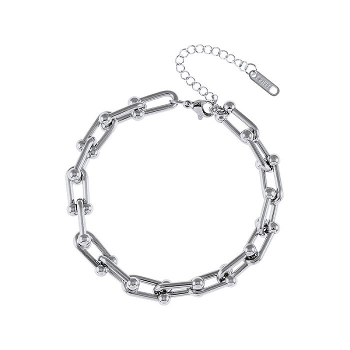Bracelets et boucles d'oreilles en titane et acier, Style Simple et décontracté, couleur unie, chaîne plaquée en acier, collier
