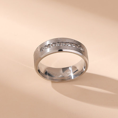 Wholesale Modern Style Rhombus Stainless Steel Plating Inlay Artificial Gemstones Rings