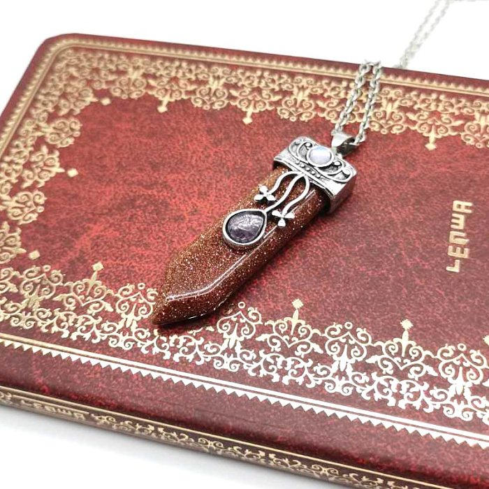 Fashion Water Droplets Copper Plating Natural Stone Pendant Necklace 1 Piece