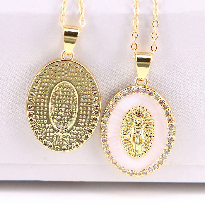 New Fashion Virgin Mary Copper Drop Oil Inlaid Zircon Pendant Necklace