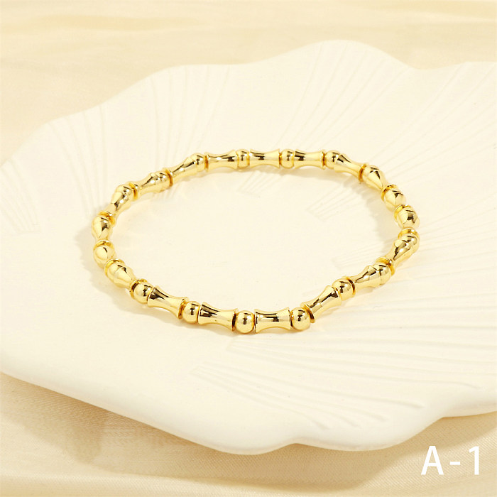 Retro Simple Style Round Copper Plating 18K Gold Plated Bracelets