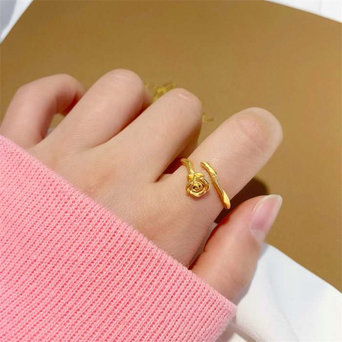 Anéis abertos de cobre rosa estilo simples feminino
