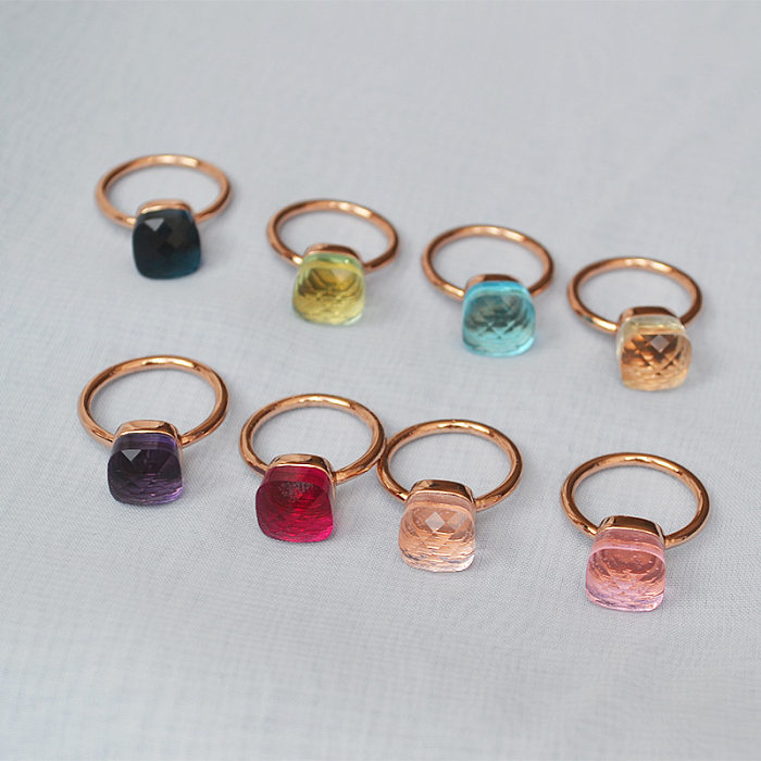 Fashion Geometric Copper Plating Artificial Crystal Rings