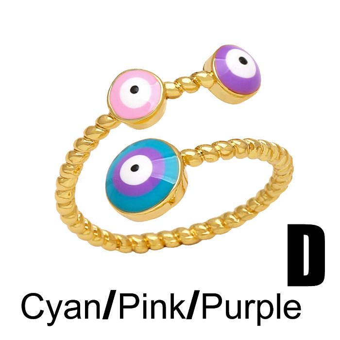 1 Piece INS Style Y2K Original Design Devil'S Eye Copper Enamel Plating Open Ring