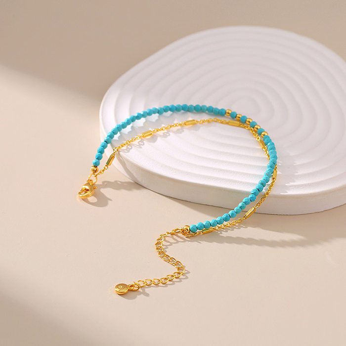 Ethnic Style Geometric Turquoise Copper Plating Bracelets