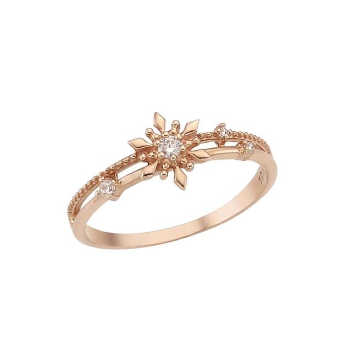 Anéis de zircão com incrustação de cobre de flor de estilo clássico estilo simples