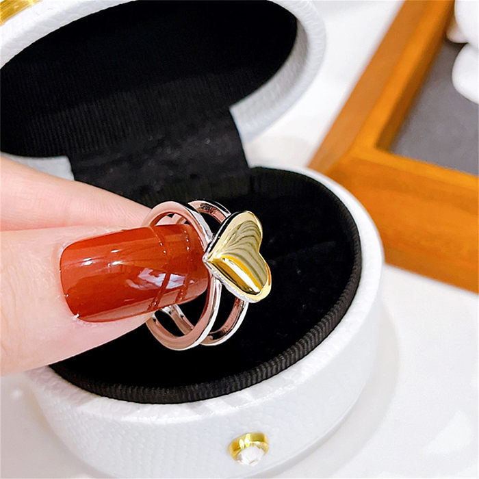 Sweet Heart Shape Copper Plating Open Ring 1 Piece