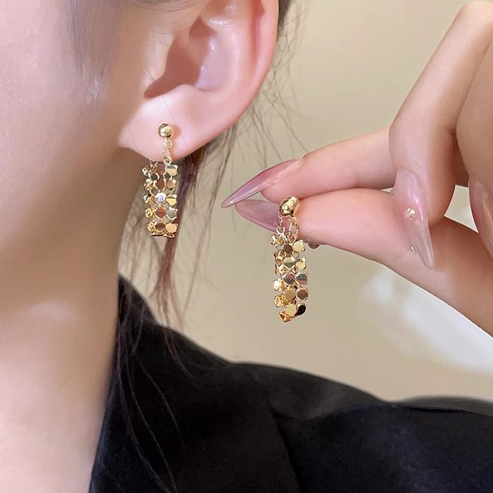 1 Pair Simple Style Geometric Solid Color Tassel Plating Copper Ear Cuffs