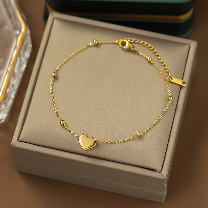 Collar de pendientes de pulseras de concha de perla con incrustaciones de acero de titanio con forma de corazón de estilo Simple informal