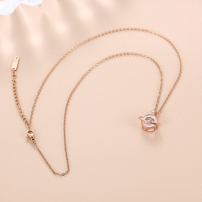 Collar con colgante chapado en oro rosa con diamantes y incrustaciones de cobre animal de estilo simple