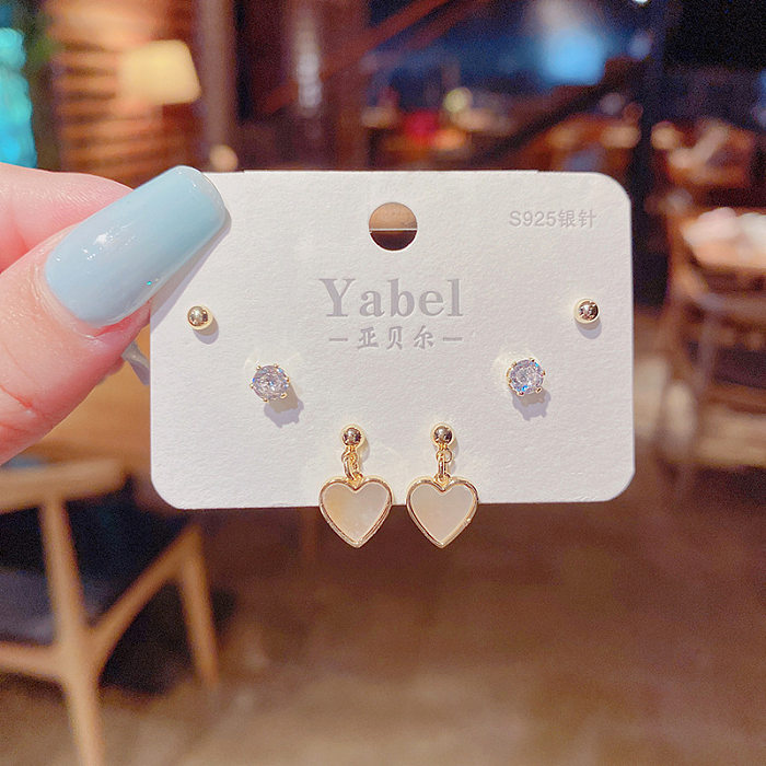 Butterfly Micro-inlaid Smooth Zircon Earrings Three Pairs Of Set