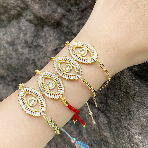 Hip-Hop Exaggerated Fashion Devil'S Eye Copper Plating Inlay Zircon 18K Gold Plated Bracelets