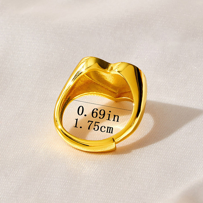 Modischer, offener Ring aus vergoldetem Messing in Herzform, 1 Stück