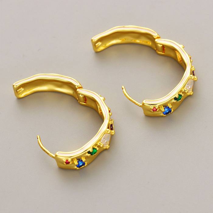 1 Pair Simple Style Square Inlay Copper Zircon Earrings