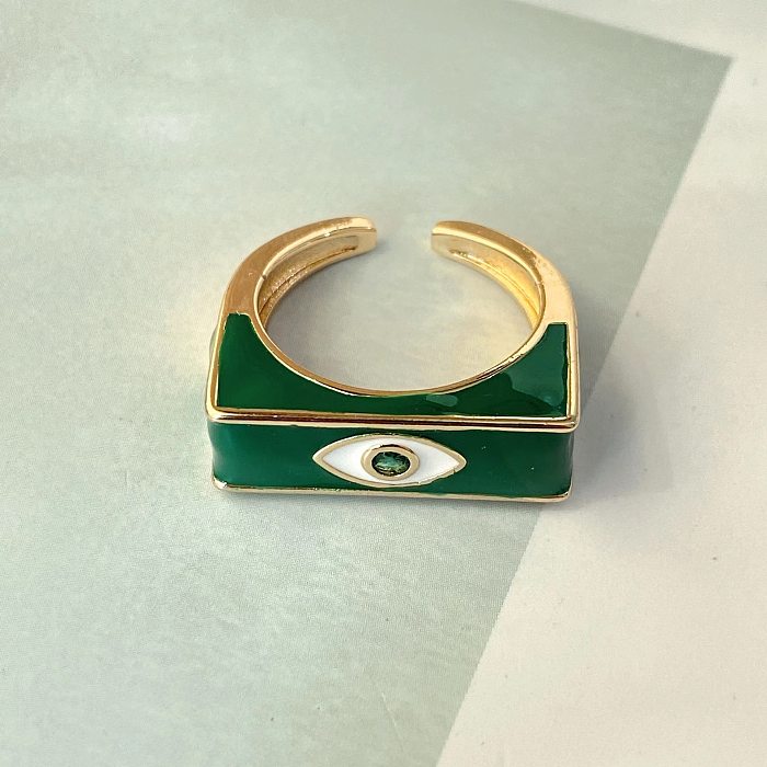 Neuer offener Ring aus verkupfertem 18-karätigem Gold mit Augentropfen-Öl und mikroverkrustetem Diamant